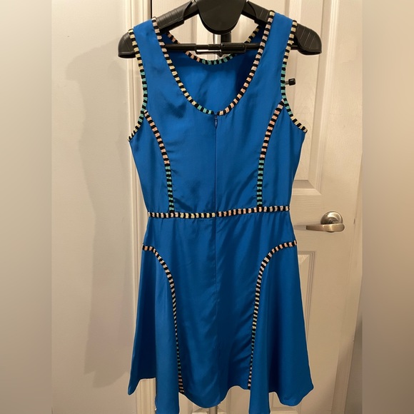 Parker Blue Silk A-Line Dress - Picture 3 of 6